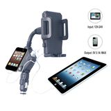 Multifunction USB Car Charger 360 Degree Mobile Phone Car GPS Navigation Holder with Dual USB Cigarette Lighter