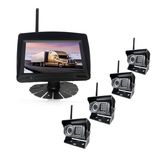 7 Inch 4CH 2.4G Digital Wireless Monitor and Backup Camera for Plough, Trailer, Truck, Barn Vision