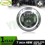 48W 7inch CREE High/Low Beam LED Jk Headlight with Angel Eye