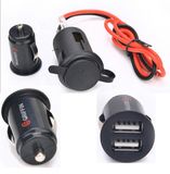 12V-24V Dual USB Car Charger Socket, Cigarette Lighter Socket Car/Motorbike/Motorcycle