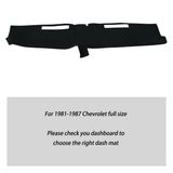 Dashmat for 1981-1987 Chevrolet Full Size Dash Board Cover Dashboard Mat Cover