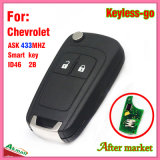 Keyless Flip Remote Smart Key for Chevrolet with 2 Buttons Ask433MHz ID46 Chip Hu100 blade