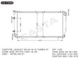 More Attractive Prices Car Radiator for Subaru Legacy'89-94 W/O Turbo Dpi: 1183