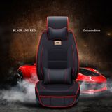 Universal Deluxe PU Leather Car Seat Cover SUV 5-Seats Front+Rear Cushion Black