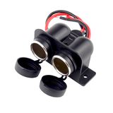 12V 15A Dual Socket Motorcycle Cigarette Lighter Socket Dual Power Plug Motorcycle Car Charger Adapter Outlet Receptacle Waterproof