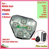 Remote Interior for 2009-2013 Camry Reiz RV4 Yaris Corolla Highlander with 3 Buttons 433MHz in Middle East Prado