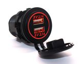 Dual USB Charger Socket Power Outlet 2.1A & 2.1A for Car Boat Marine Mobile (4.2A-Red/Blue/Green)