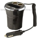 12V 2 USB Ports Cup Car Cigarette Lighter with 2 Socket