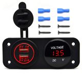 Tent Type Universal Panel Mount Dual USB Socket 3.1A Device Charger 12-24V Outlet Power Jack