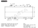 Auto Parts Factory of Radiator for FIAT Punto 60'93-97 MT