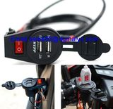 Newest 5V 2.1A Motorcycle Mobile Waterproof Dual USB Power Supply Port Socket Charger with Switch Control