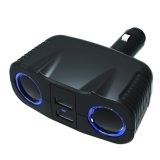 2-Socket Cigarette Lighter Power Adapter with 3.1A Dual USB