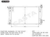 Aluminum Auto Parts Radiator for Toyota Avensis 2.0I 16v'03 Mt 16400-0h110