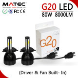 Motorcycle/Car Accessories Dual Color Auto Car Light LED 12V 24V 80W 8000lm H7 LED Headlight