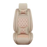 5-Seats Car Seat Cover Ice Silk PU Leather Front+Rear Cushion Pillow All Season