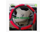 Suede Fabric Car Steering Wheel Cover Red/Black 36/38cm Universal
