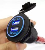 Waterproof Panel Mount Dual USB Power Socket Charger Car Truck 12V 24V 1A 2.1A