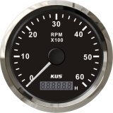 High Quality! ! ! 85mm Tachometer Gauge Tacho Black Faceplate Stainless Steel Bezel Boat Car Tachometer 0-6000rpm for Gas Engine