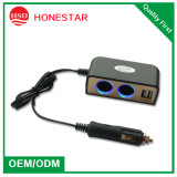 2015 New 2 Port Socket Car Cigarette Lighter USB Hub Adaptor Power Socket for Mobiles MP3