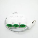 12V-24V 3-Socket Car Cigarette Lighter Adapter with Dual USB Interfaced