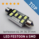 1PCS Festoon Canbus 31mm 36mm 39mm 44mm C5w Error Free 5630 5730 6 LED SMD Interior Reading White LED Bulbs Lamps Glowtec