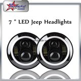 2017 Hot Selling 7 Inch 50W Round LED Headlight with Halo Ring for Jeep Wrangler