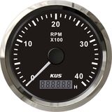 85mm Tachometer Gauge Tacho Black Faceplate Stainless Steel Bezel Boat Car Tachometer 0-4000rpm for Diesel Engine