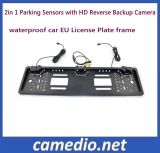 EU Car License Plate 3 in 1 Car Video Parking Sensor System with Reverse Camera HD