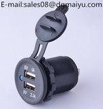 DC 12-32V Waterproof Universal Car Charger Vehicle Dual USB Charger 2 Port Power Socket 5V 2.1A/1A Dual USB Socket Adaptable for Motorcycle Ds-2013