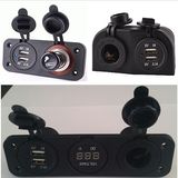 12V Three Tent Power Cigarette Lighter Socket with Voltmeter and USB