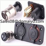 Car Modification 3.1A USB Socket + Cigarette Lighter Socket with Cigarette Combination