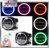2017 Newest RGB Color Changing Smartphone APP Control LED Fog Light for Toyota, 4 Inch LED Fog Lamp with DRL Halo Rings Angel Eyes 4