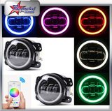 2017 Newest RGB Color Changing Smartphone APP Control LED Fog Light for Toyota, 4 Inch LED Fog Lamp with DRL Halo Rings Angel Eyes 4