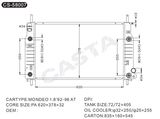 Automotive engine radiator for Ford Mondeo1.8'92-96At