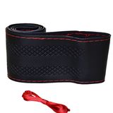 Car Steering Wheel Cover 38cm Perforated Leather Microfiber Steering-Wheel Cover Hand-Stitched Car Accessories