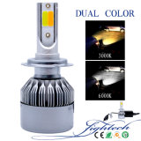 H7 3800 Lumens Best Brightness COB LED Headlight with Dual Color Car LED Light and 35W HID Kits Source The Factory