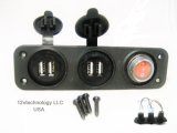 6.2A Dual USB Chargers + LED Switch -Panel Mount Marine 12V Boat Power Outlet