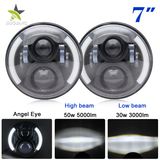 Super Bright 50W Round Angel Eyes DRL 7inch LED Headlight