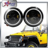 Super White 50W Offroad Headlight DOT SAE 7 Inch Angel Eyes Headlight Hi/Low Beam Halo Rings for Jeep Wrangler Jk/Tj/Cj/Fj Hummer H1 H2