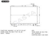 Cooling Effective Aluminum Auto Radiator for Toyota Sienna 3.0/V6'01-03 Mt