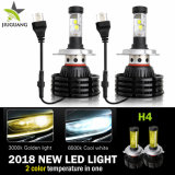 New Design Car LED Light X4, Dual Color Headlamp 6500K 8000lm Fanless No Canbus Error X4 Auto LED H7 Headlight H4
