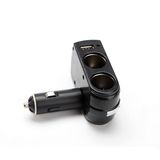 2 Socket Car Cigarette Lighter Splitter Charger with 1 USB