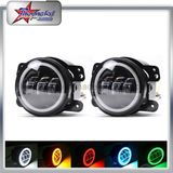 RGB Fog Lights 4 Inch LED Rear Fog Light with bluetooth Control Angle Eyes Halo Fog LED Lights for Jeep Wrangler