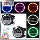 for Jeep Wrangler Jk/Tj/Cj/Lj Wholesale 10-30V Auto Car Universal RGB Color LED DRL Light 4 Inch LED Fog Lamp Halo Rings Fog Light