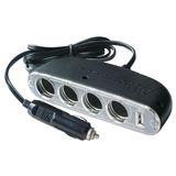 4 Way 12V Female Car Cigarette Lighter Socket with USB Port