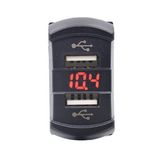 12V Dual Port 4.2A USB Charger Socket Voltage Voltmeter Rocker Switch Panel Car Boat with Red LED Digital Display Voltmeter USB Charger