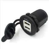 Portable Waterproof Blue LED 12-24V Car Motorcycle Cigarette Lighter Socket Dual USB Power Adapter Charger