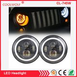 7 Inch 45W LED Headlights with Halo Ring Turn Signal White/Amber Headlamp for Jeep Wrangler Jk Lj Cj Hummer H1 H2 Harley Offroad Vehicles