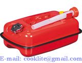 Red 5L Horizontal Jerry Can Steel Petrol Fuel Tank for Boat/4WD/Car/Camping Built-in Spout