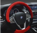 Short Plush Red Auto Steering Wheel Covers 380mm Universal